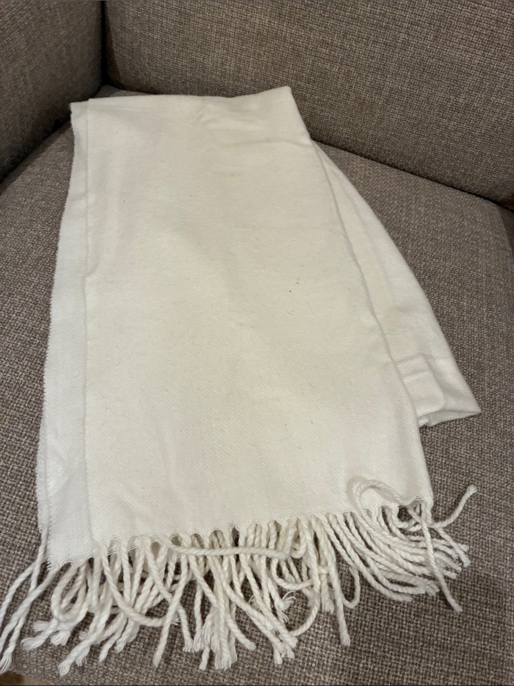 Lands' End Ivory Fringe Scarf Wrap